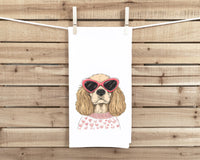 Cocker Spaniel Wearing Sunglasses Flour Sack Tea Towel Valentine's Day Birthday Mother's Day Christmas Gift for  Dog Lover