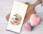 Watercolor Birdhouse Tea Towel Hand Flour Sack Dish Towels Valentine's Birthday Mother's Day Gift for Bird Lover Women