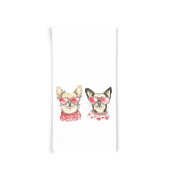Chihuahuas Wearing Heart Shaped Sunglasses Flour Sack Tea Towel Valentine's Day Birthday Mother's Day Christmas Gift for Chihuahua Dog Lover