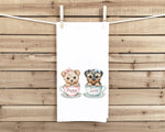Yorkie Teacup Puppy Love Flour Sack Tea Towel, Valentine's Day Birthday Mother's Day Christmas Gift Idea for Yorkshire Terrier Lover