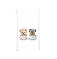Yorkie Teacup Puppy Love Flour Sack Tea Towel, Valentine's Day Birthday Mother's Day Christmas Gift Idea for Yorkshire Terrier Lover