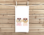 Golden Retrievers Wearing Heart Shaped Sunglasses Flour Sack Tea Towel Valentine's Day Birthday Mother's Day Christmas Gift for Golden Lover