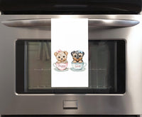 Yorkie Teacup Puppy Love Flour Sack Tea Towel, Valentine's Day Birthday Mother's Day Christmas Gift Idea for Yorkshire Terrier Lover