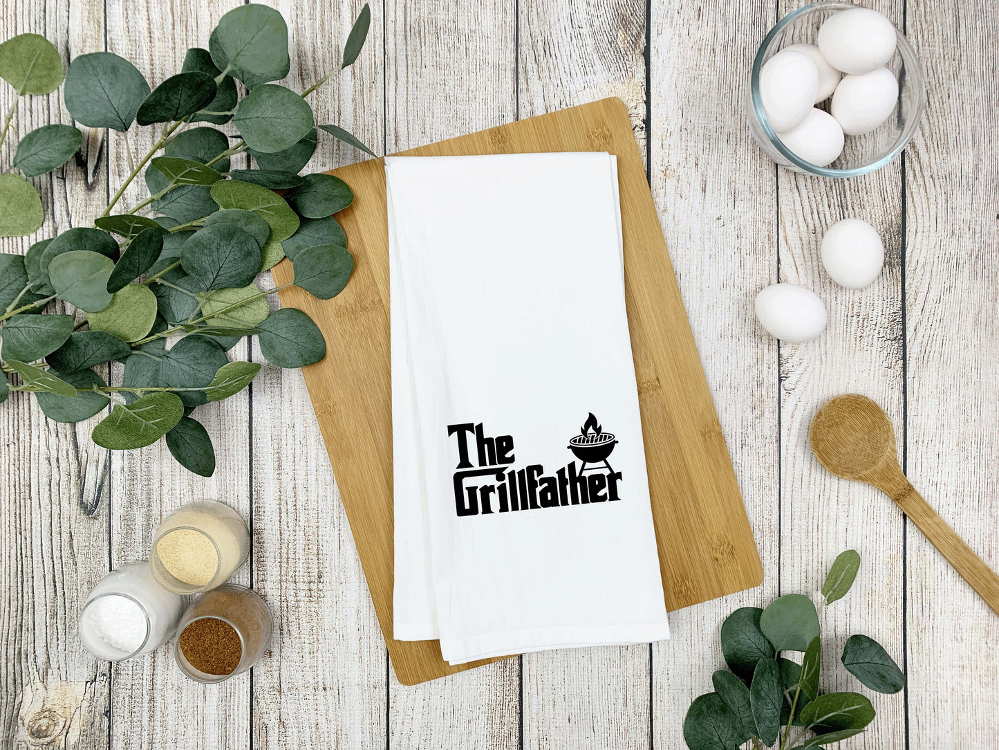 The Grillfather Funny Grilling Kitchen Towel for Men Who Love BBQ Grill Cook Birthday Father's Day Christmas Gift Idea for Men Dad Husband