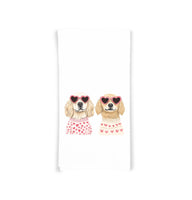 Golden Retrievers Wearing Heart Shaped Sunglasses Flour Sack Tea Towel Valentine's Day Birthday Mother's Day Christmas Gift for Golden Lover
