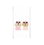 Golden Retrievers Wearing Heart Shaped Sunglasses Flour Sack Tea Towel Valentine's Day Birthday Mother's Day Christmas Gift for Golden Lover