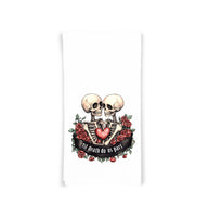 Til Death Do Us Part Skeletons 100% Cotton Flour Sack Tea Towel Gothic Valentine's Day Birthday Mother's Day Christmas Decor