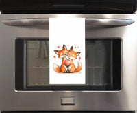 Fox Couple Tea Towel, 27x27 Flour Sack Hand Towel, Valentine's Day Birthday Mother's Day Christmas Gift Idea for Fox Lovers