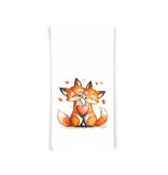 Fox Couple Tea Towel, 27x27 Flour Sack Hand Towel, Valentine's Day Birthday Mother's Day Christmas Gift Idea for Fox Lovers