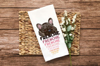 Frenchie Flour Sack Kitchen Towel Pink Black French Bulldog Dish Housewarming Hostess Birthday Christmas Gift for Women Men Mom Dog Lovers