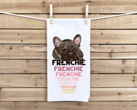 Frenchie Flour Sack Kitchen Towel Pink Black French Bulldog Dish Housewarming Hostess Birthday Christmas Gift for Women Men Mom Dog Lovers