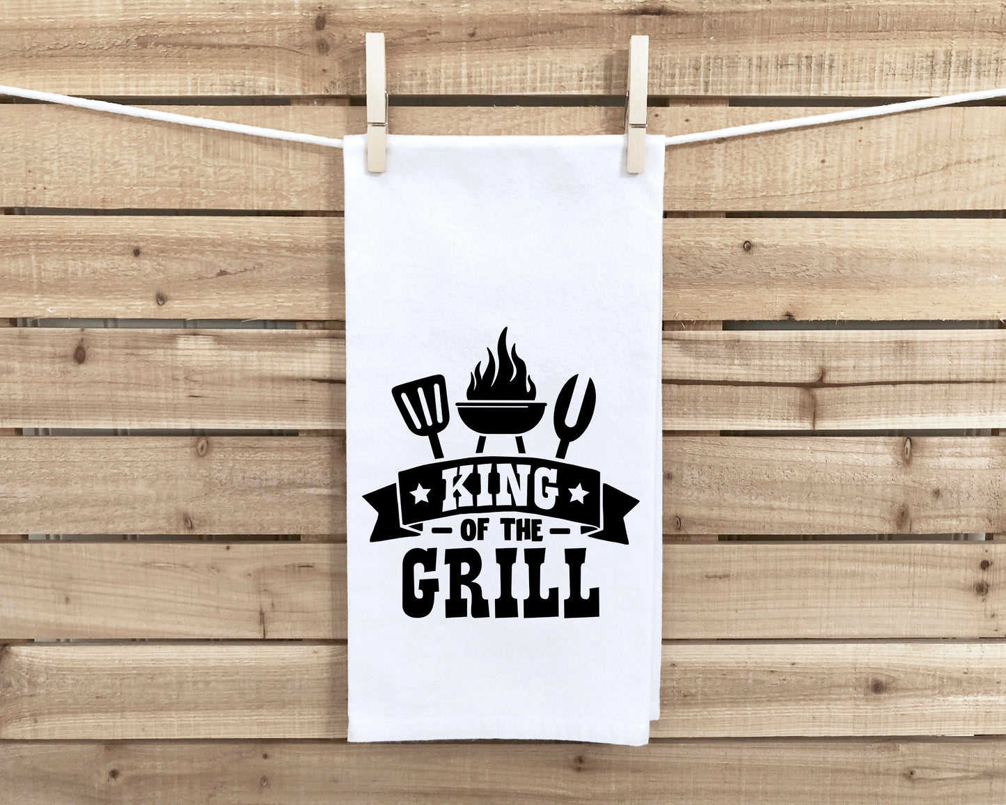 King of the Grill Hand Towel BBQ Grill Cook Grilling Barbecue Birthday Father's Day Christmas Gift for Men Dad Grandfather Him