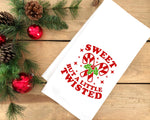 Sweet But a Little Twisted Tea Towel Cute Candy Cane Red White Green Funny Flour Sack Kitchen Towel Home Decor Decorations for Women Men
