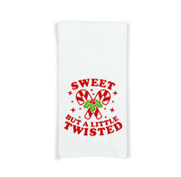 Sweet But a Little Twisted Tea Towel Cute Candy Cane Red White Green Funny Flour Sack Kitchen Towel Home Decor Decorations for Women Men