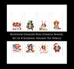 Cavalier King Charles Spaniel Holiday Towel Set of 8 Valentine St Patrick Cinco de Mayo Easter 4th of July Halloween Thanksgiving Christmas