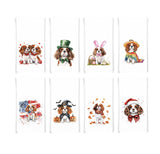 Cavalier King Charles Spaniel Holiday Towel Set of 8 Valentine St Patrick Cinco de Mayo Easter 4th of July Halloween Thanksgiving Christmas