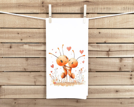 Ant Couple Flour Sack Cotton Tea Towel Valentine's Day Birthday Mother's Day Christmas Entomology Lover Gift Idea