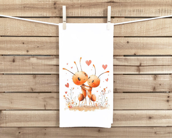 Ant Couple Flour Sack Cotton Tea Towel Valentine's Day Birthday Mother's Day Christmas Entomology Lover Gift Idea