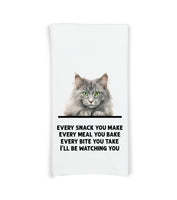 Nebelung Cat Every Snack You Make Flour Sack Kitchen Towel Funny Peeking Kitty Dish Cloth Housewarming Hostess Birthday Christmas Gift
