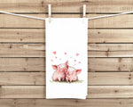 Piglets Flour Sack Cotton Tea Towel Valentine's Day Birthday Mother's Day Christmas Pig Lover Gift Idea