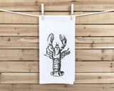 Lobster Flour Sack Kitchen Towel with Hanging Loop - Seafood Lover Dish Cloth Housewarming Hostess Mothers Day