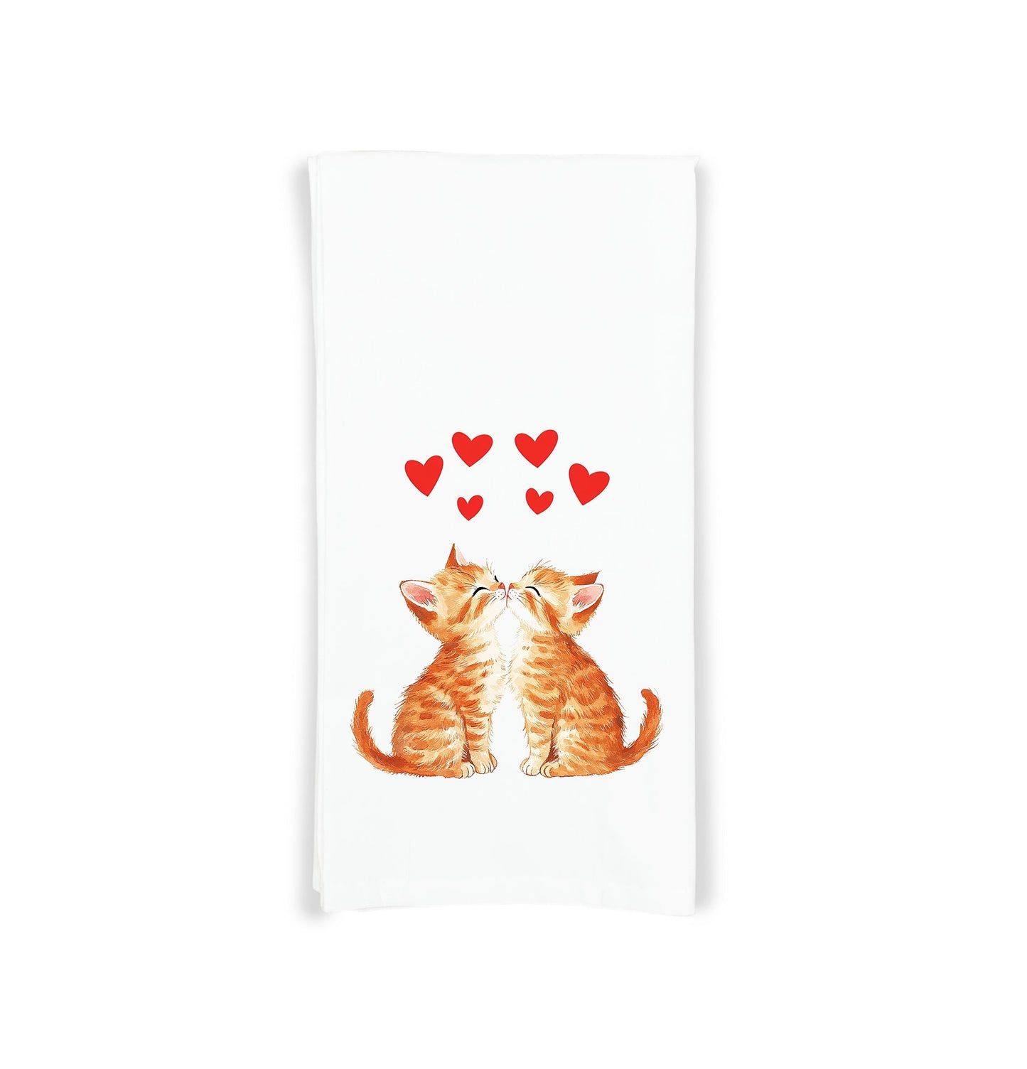 Two Orange Tabby Kittens Valentine Cats Flour Sack Cotton Hand Towel Cat Lover Valentine's Day Birthday Mother's Day Christmas Gift Idea