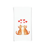 Two Orange Tabby Kittens Valentine Cats Flour Sack Cotton Hand Towel Cat Lover Valentine's Day Birthday Mother's Day Christmas Gift Idea