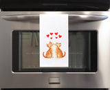 Two Orange Tabby Kittens Valentine Cats Flour Sack Cotton Hand Towel Cat Lover Valentine's Day Birthday Mother's Day Christmas Gift Idea