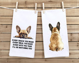 Fawn French Bulldog Set of 2 Flour Sack Kitchen Towels Funny Frenchie Dog Tea Towels Birthday Christmas Housewarming Gift Idea for Women Men