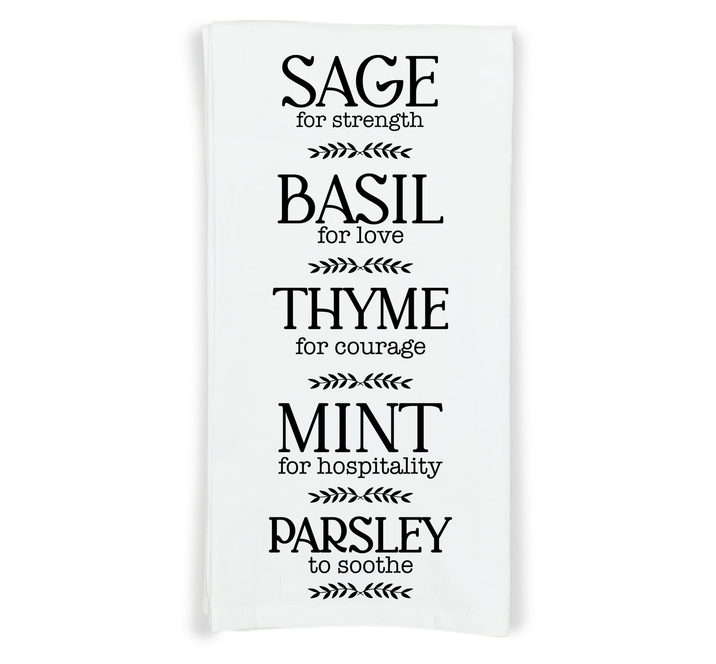Sage Basil Thyme Mint Parsley Herbs Flour Sack Kitchen Towel with Hanging Loop - Tea Towel Housewarming Hostess Mothers Day Gift Idea