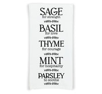 Sage Basil Thyme Mint Parsley Herbs Flour Sack Kitchen Towel with Hanging Loop - Tea Towel Housewarming Hostess Mothers Day Gift Idea