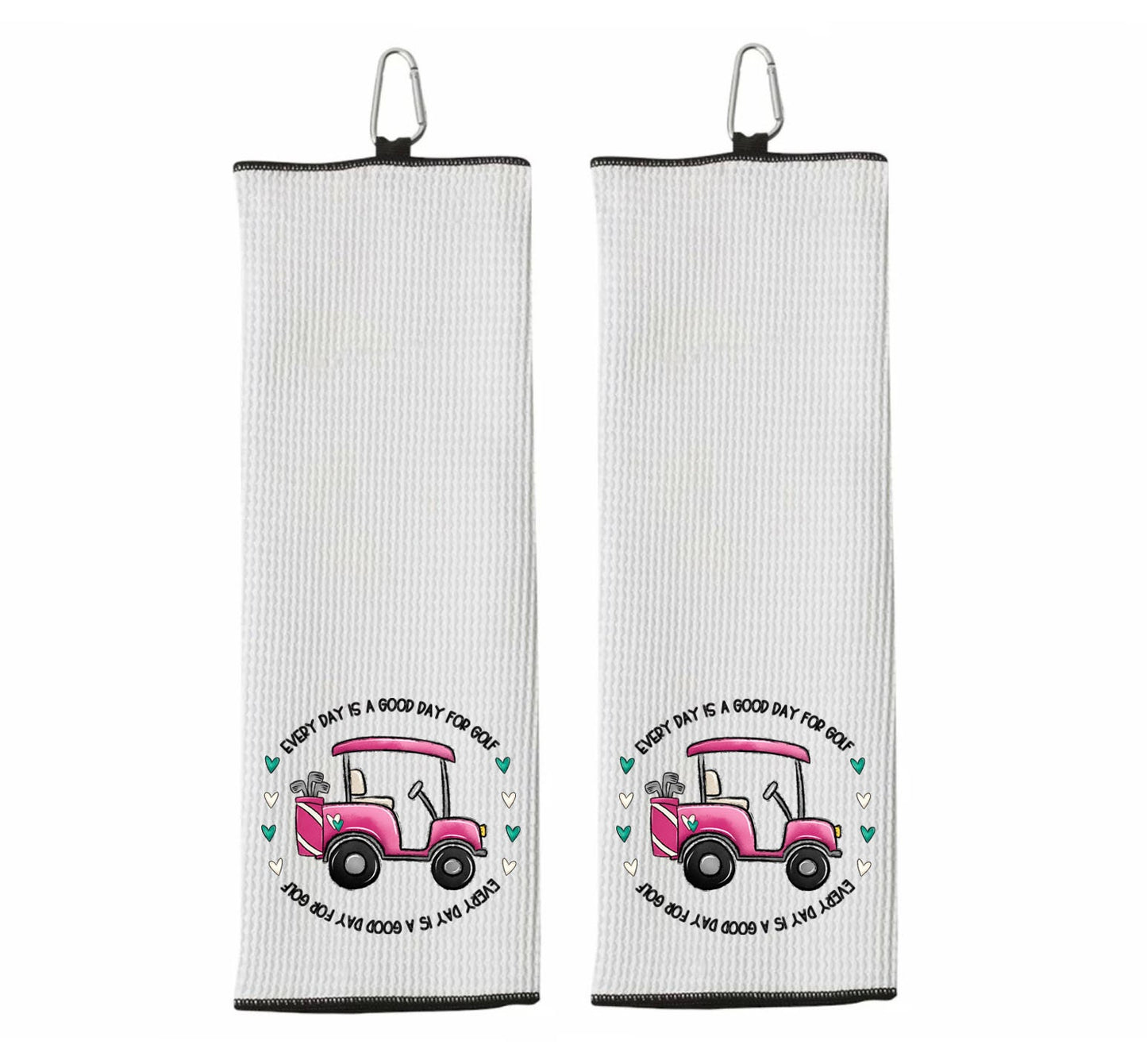 Every Day Is a Good Day to Golf Tri-fold Golf Towel w/ Clip 100% Microfiber Waffle Weave Gift Idea for Women Mom Daughter Girlfriend Friend
