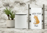 Wash Your Paws Cat Flour Sack Kitchen Towel with Hanging Loop Funny Cute Dish Cloth Housewarming Hostess Mothers Day Cat Lover Gift