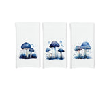 Midnight Blue Mushrooms Set of 3 Flour Sack Kitchen Tea Hand Towels Fall Autumn Home Decor Mushroom Lover