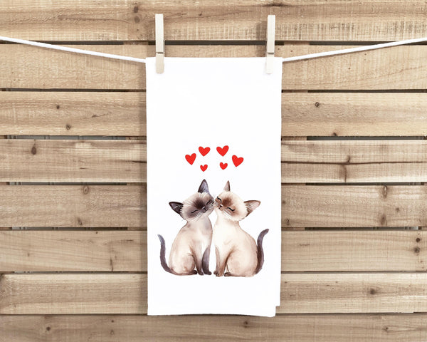 Two Siamese Cats Every Snack You Make Flour Sack Kitchen Towel Funny Peeking Kitty Dish Cloth Birthday Christmas Valentine's Day Gift