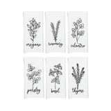 Herb Flour Sack Kitchen Towels - Set of 6 Oregano Rosemary Cilantro Mint Basil Thyme Farmhouse Birthday Christmas Mothers Day Gift for Women
