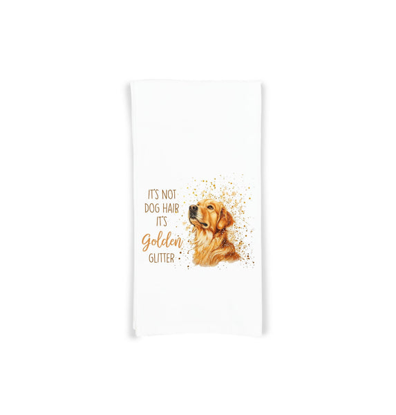 It's Not Dog Hair It's Golden Glitter Golden Retriever Flour Sack Kitchen Towel Peeking Dog Dish Cloth Hostess Birthday Christmas Gift