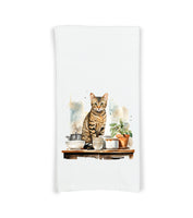 Bengal Cat in the Kitchen Flour Sack Kitchen Towel Kitty Dish Cloth Housewarming Hostess Birthday Christmas Gift