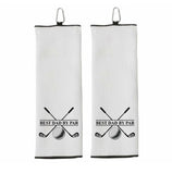 Best Dad By Par Tri-fold Golf Towel with Clip 100% Microfiber Waffle Weave Black White Gift Idea for Golfer Men