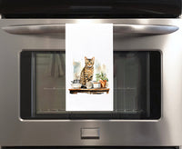 Bengal Cat in the Kitchen Flour Sack Kitchen Towel Kitty Dish Cloth Housewarming Hostess Birthday Christmas Gift