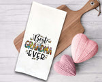 Best Grandma Ever Tea Towel Cute Colorful Hand Flour Sack Dish Towel Valentine's Birthday Mothers Day Gift Idea for Grandmother Women