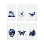 Midnight Blue Halloween Flour Sack Kitchen Towels Spider Skull Raven Bat Mushrooms Birthday Christmas Housewarming Hostess Halloween Gift