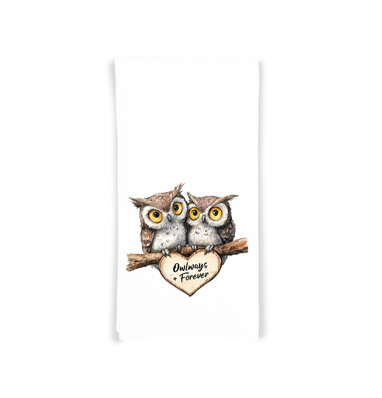 Owlways and Forever Owl Tea Towel, 27x27 Flour Sack Hand Towel, Valentine's Day Birthday Mother's Day Christmas Gift Idea for Owl Lover
