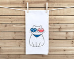 Patriotic Cat Hand Towel 4th of July USA Red White Blue American Flag Birthday Father's Day Christmas Gift for Men Dad Grandfather Him