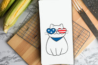 Patriotic Cat Hand Towel 4th of July USA Red White Blue American Flag Birthday Father's Day Christmas Gift for Men Dad Grandfather Him