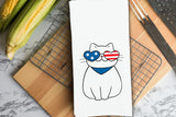 Patriotic Cat Hand Towel 4th of July USA Red White Blue American Flag Birthday Father's Day Christmas Gift for Men Dad Grandfather Him
