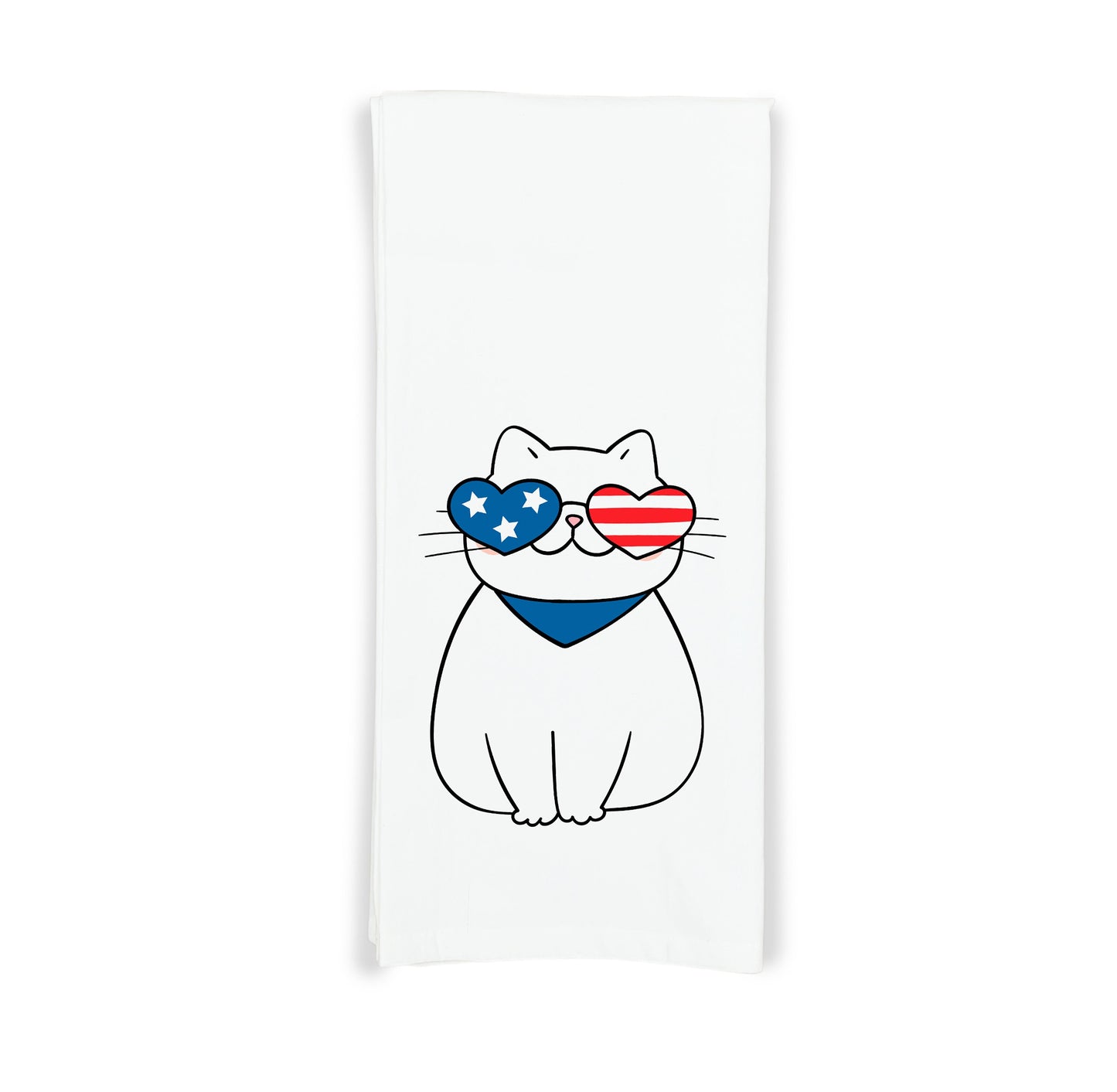 Patriotic Cat Hand Towel 4th of July USA Red White Blue American Flag Birthday Father's Day Christmas Gift for Men Dad Grandfather Him