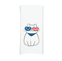 Patriotic Cat Hand Towel 4th of July USA Red White Blue American Flag Birthday Father's Day Christmas Gift for Men Dad Grandfather Him