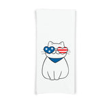 Patriotic Cat Hand Towel 4th of July USA Red White Blue American Flag Birthday Father's Day Christmas Gift for Men Dad Grandfather Him