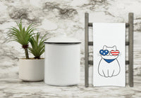 Patriotic Cat Hand Towel 4th of July USA Red White Blue American Flag Birthday Father's Day Christmas Gift for Men Dad Grandfather Him